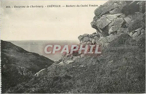 Moderne Karte Environs de Cherbourg Greville Rochers du Castel Vendon
