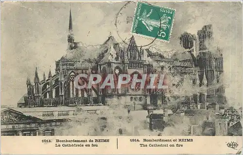 Ansichtskarte AK Bombardement de Reims La Cathedrale en feu