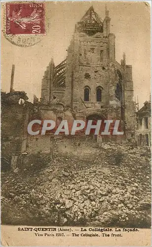 Cartes postales Saint Quentin Aisne La Collegiale La Facade