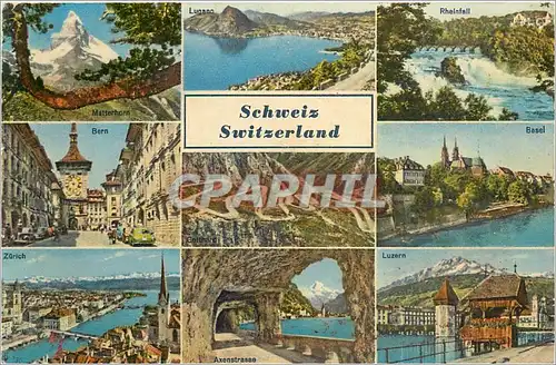 Cartes postales Switzerland Matterhorn Lucano Rheinfall Bern Basel Gotthard Zurich