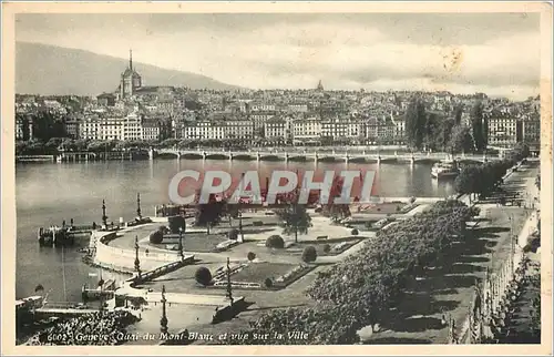 Cartes postales Geneve Quai du Mont Blanc et vue sur la Ville