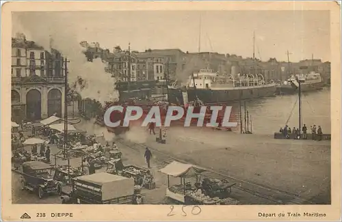 Cartes postales Dieppe Depart du Train Maritime Bateaux