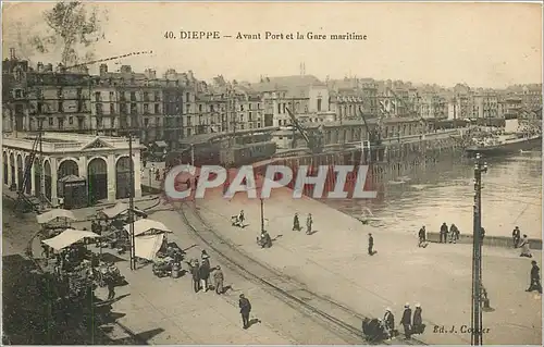Ansichtskarte AK Dieppe Avant Port et la Gare maritime Train