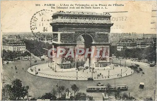 Cartes postales Paris L'Arc de Triomphe et la Place de l'Etoile