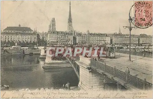 Cartes postales Rouen Le Pont Boiedieu et la Cathedrale Tramway