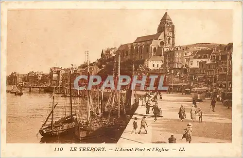 Ansichtskarte AK Le Treport L'Avant Port et l'Eglise Bateaux