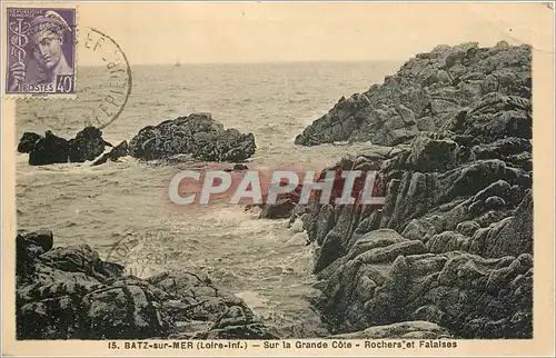 Cartes postales Batz sur Mer Loire Inf Sur la Grande Cote Rochers et Falaises