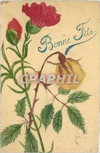 Cartes postales Bonne Fete Fleurs (dessin a la main)