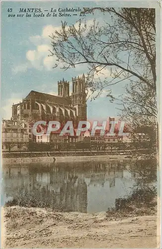 Ansichtskarte AK Mantes La Cathedrale vue sur les bords de la Seine