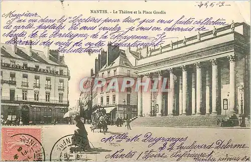 Cartes postales Nantes Le Theatre et la Place Graslin