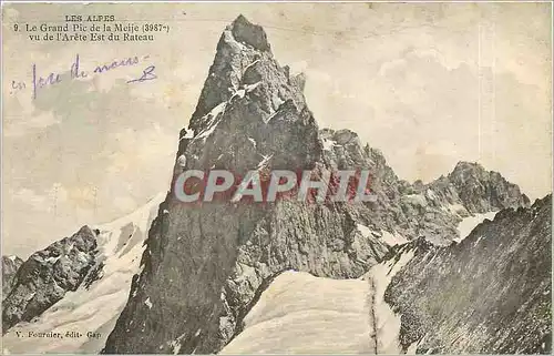 Cartes postales Les Alpes Le Grand Pic de la Meije vu de l'Arete Est du Rateau