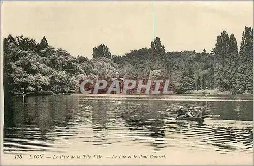 Ansichtskarte AK Lyon Le Parc de la Tete d'Or Le Lac et le Pont Couvert