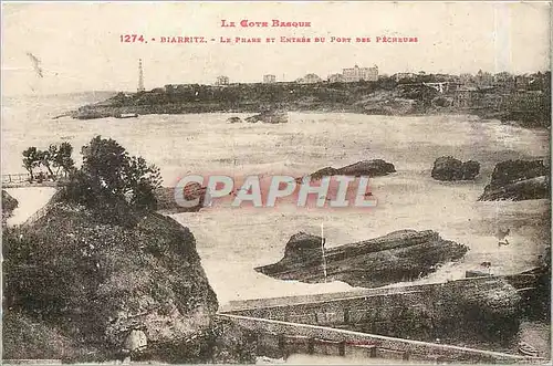 Ansichtskarte AK Le Cote Basque Biarritz Le Phare et Entree du Port des Pecheurs