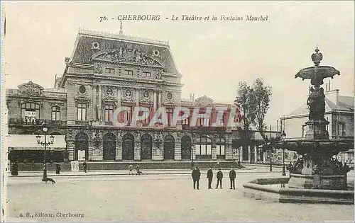 Cartes postales Cherbourg Le Theatre et la Fontaine Mouchet