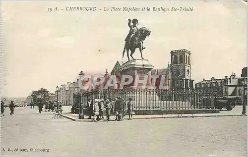 Cartes postales Cherbourg La Place Napoleon et la Basilique Ste Trinite