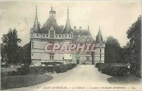 Cartes postales Azay Le Rideau Le Chateau Le Parc et la facade meridionale