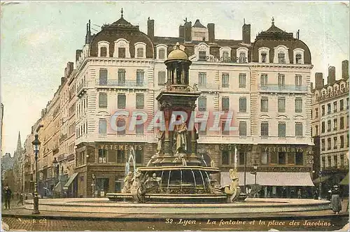 Cartes postales Lyon La Fontaine et la place des Jacobins