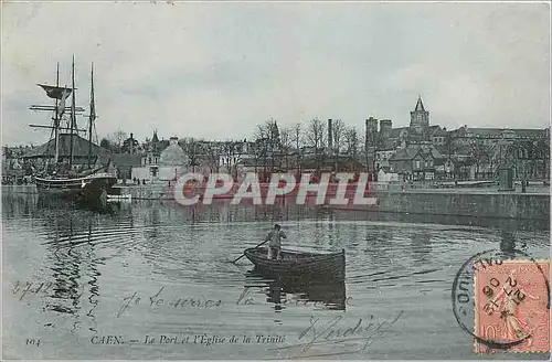 Ansichtskarte AK Caen Le Port et l'Eglise de la Trinite Bateau