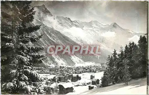 Cartes postales moderne Chamonix Mont Blanc En Hiver Vue generale et le Mont Blanc