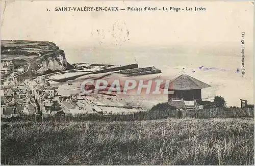 Cartes postales Saint Valery en Caux Falaises d'Aval La Plage Les Jetees