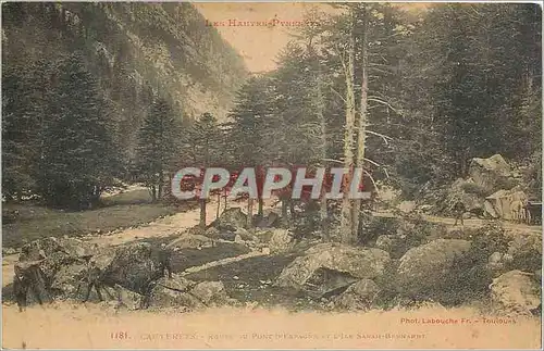 Cartes postales Cauterets Route du Pont d'Espagne et l'Ile Saint Bernardt