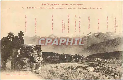 Cartes postales Les Pyrenees Centrales Luchon Playeau de Superbagneres La table d'orientation