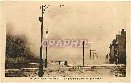 Cartes postales Boulogne sur Mer La digue Ste Beuve par gros temps