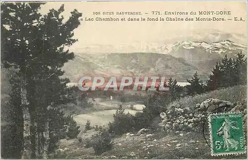 Ansichtskarte AK Environs du Mont Dore Le Lac Chambon et dans le fond la chaine des Monts Dore