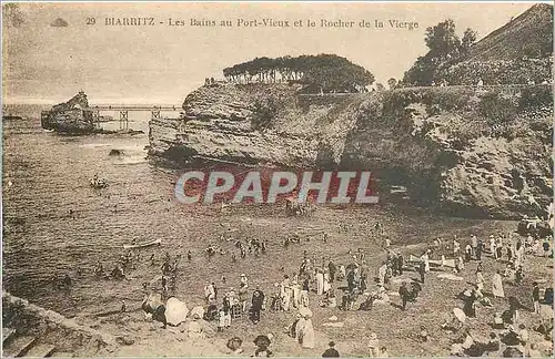 Ansichtskarte AK Biarritz Les Bains au Port Vieux et le Rocher de la Vierge