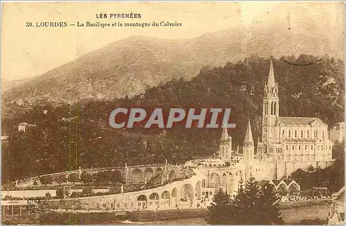 Cartes postales Lourdes La Basilique et la montagne du Calvaire