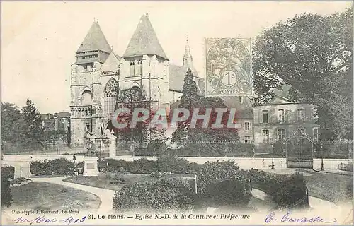 Cartes postales Le Mans Eglise ND de la Couture et Prefecture