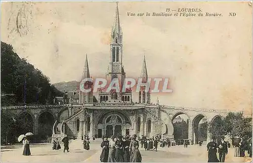 Ansichtskarte AK Lourdes Vue sur la Basilique et l'Eglise du Rosaire