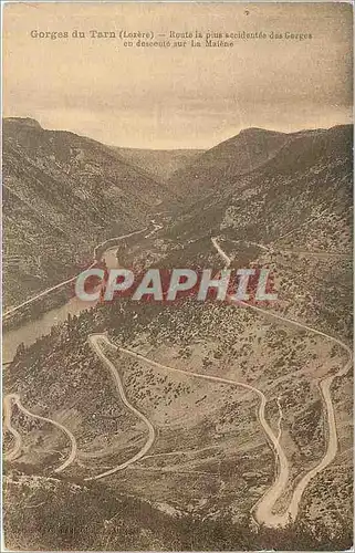 Cartes postales Gorges du Tarn Lozere Route la plus occidentale des GOrges en desceute sur Lu Malene