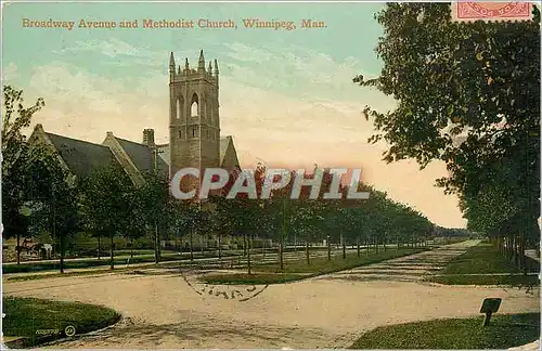 Cartes postales Broadway Avenue and Methodist Church Winnipeg Man