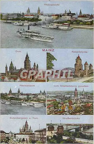 Cartes postales Mainz Rheinansicht Dom Kaiserbrucke