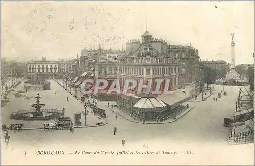 Cartes postales Bordeaux Le Cours du Trente Juillet et les Allees de Tourny