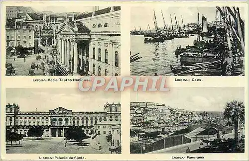 Cartes postales Lisboa Rocio Teatro Nacional Caes Palacio de Ajuda Panorama