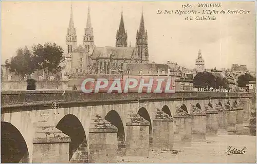 Cartes postales Moulins Le Pont Regemortes L'Eglise du Sacre Coeur et le Cathedrale