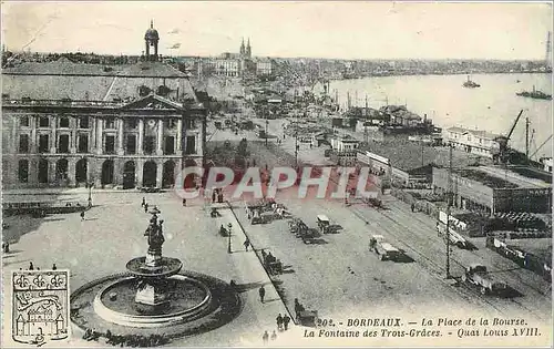 Ansichtskarte AK Bordeaux La Place de la Bourse La Fontaine des Trois Graces Quai Louis XVIII