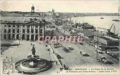 Cartes postales Bordeaux La Place de la Bourse La Fontaine des Trois Graces Quai Louis XVIII