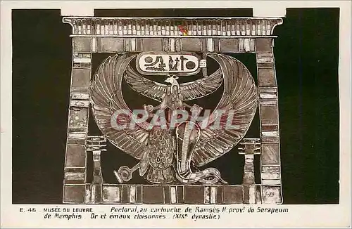 Cartes postales Musee du Louvre Pectoral au cartouche de Ramses II prov du Serapeum de Memphis or et emaux clois