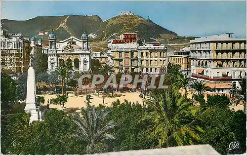 Moderne Karte Oran Place du Marechal Foch le Theatre et la Colline de Santa Cruz