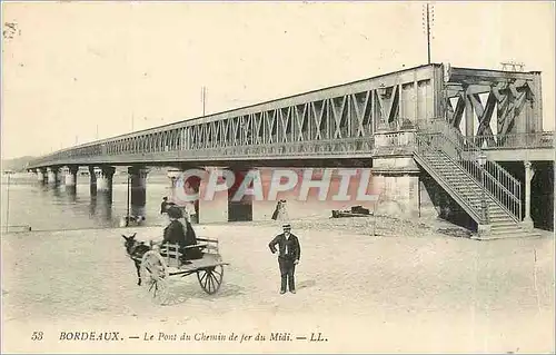 Ansichtskarte AK Bordeaux Le Pont du Chemin de fer du Midi Caleche Ane Mule