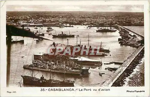 Ansichtskarte AK Casablanca Le Port vu d'Avion Bateaux