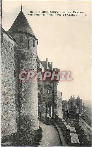 Ansichtskarte AK Carcassonne Les Defenses exterieures et Avant Porte du Chateau