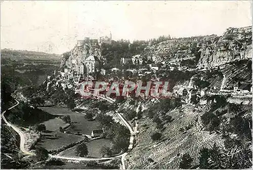 Moderne Karte Rocamadour Lot Vue generale et boucle de la route de Cahors