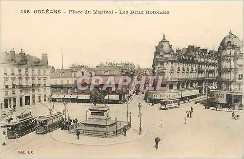 Cartes postales Orleans Place du Martroi Les Deux Rotondes Tramway