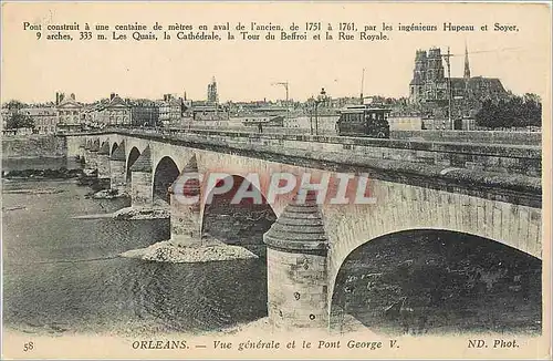 Cartes postales Orleans Vue generale et le Pont George V Tramway
