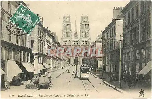 Cartes postales Orleans Rue Jeane d'Arc et la Cathedrale Tramway