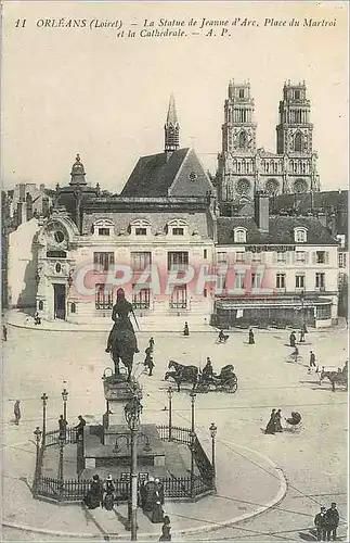 Cartes postales Orleans Loiret La Statue de Jeanne d'Arc Place du Martroi et la Cathedrale